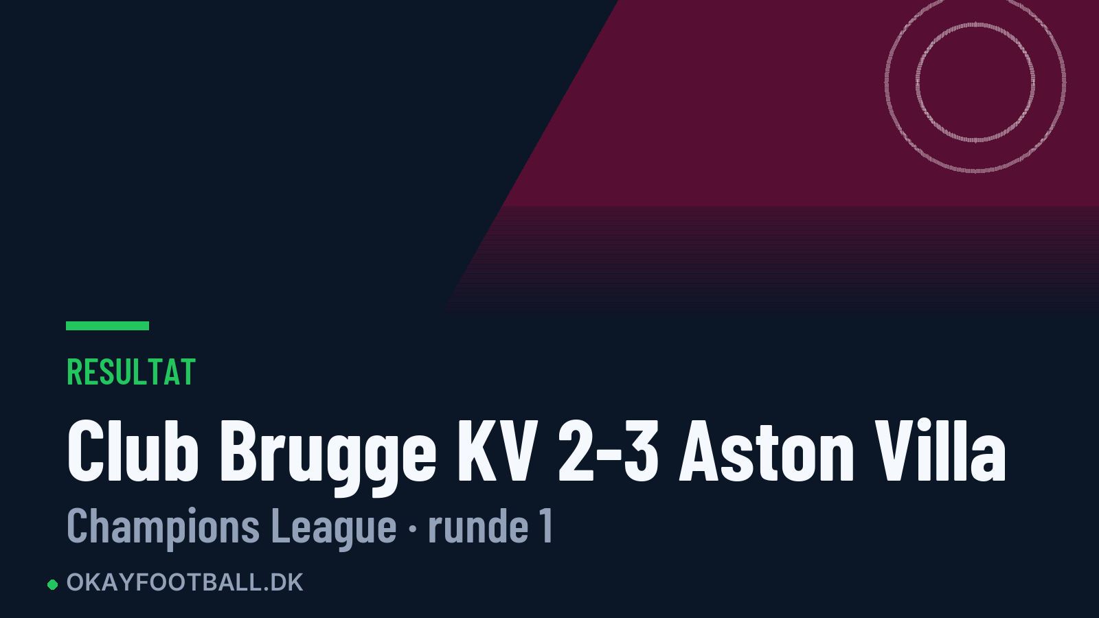 Club Brugge KV 2-3 Aston Villa