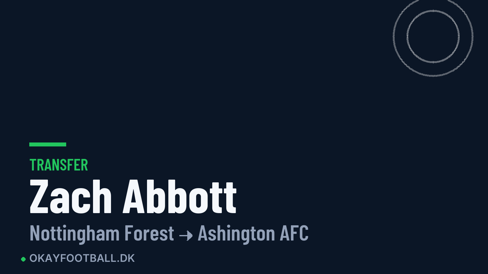 Zach Abbott skifter til Ashington AFC